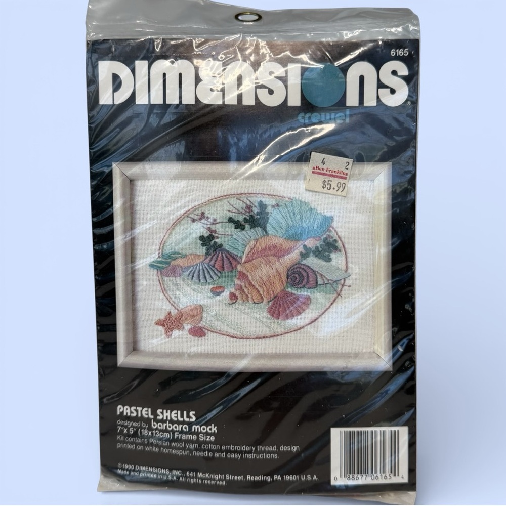 Dimensions Pastel Shells Crewel Embroidery Kit #6165‎ NOS 1990 Sealed - Picture 2 of 4
